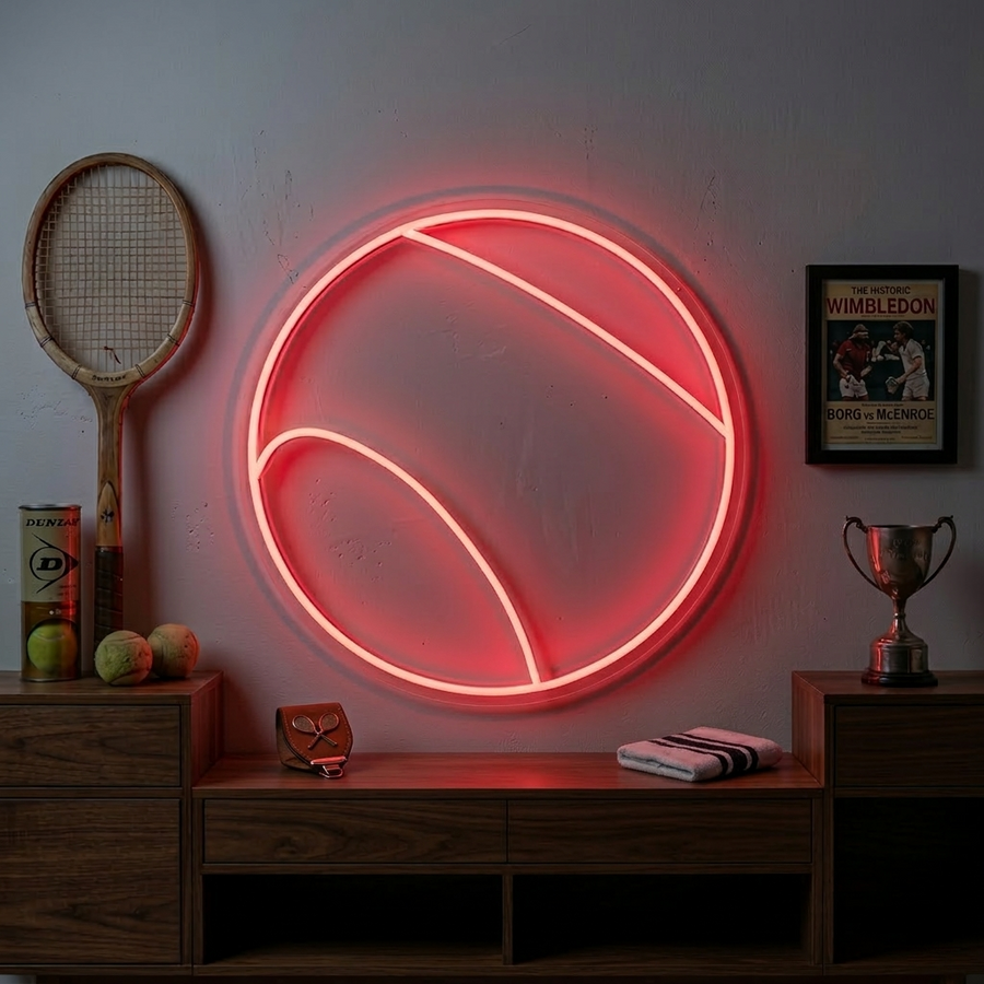 Rode tennisbal LED neon wandlamp