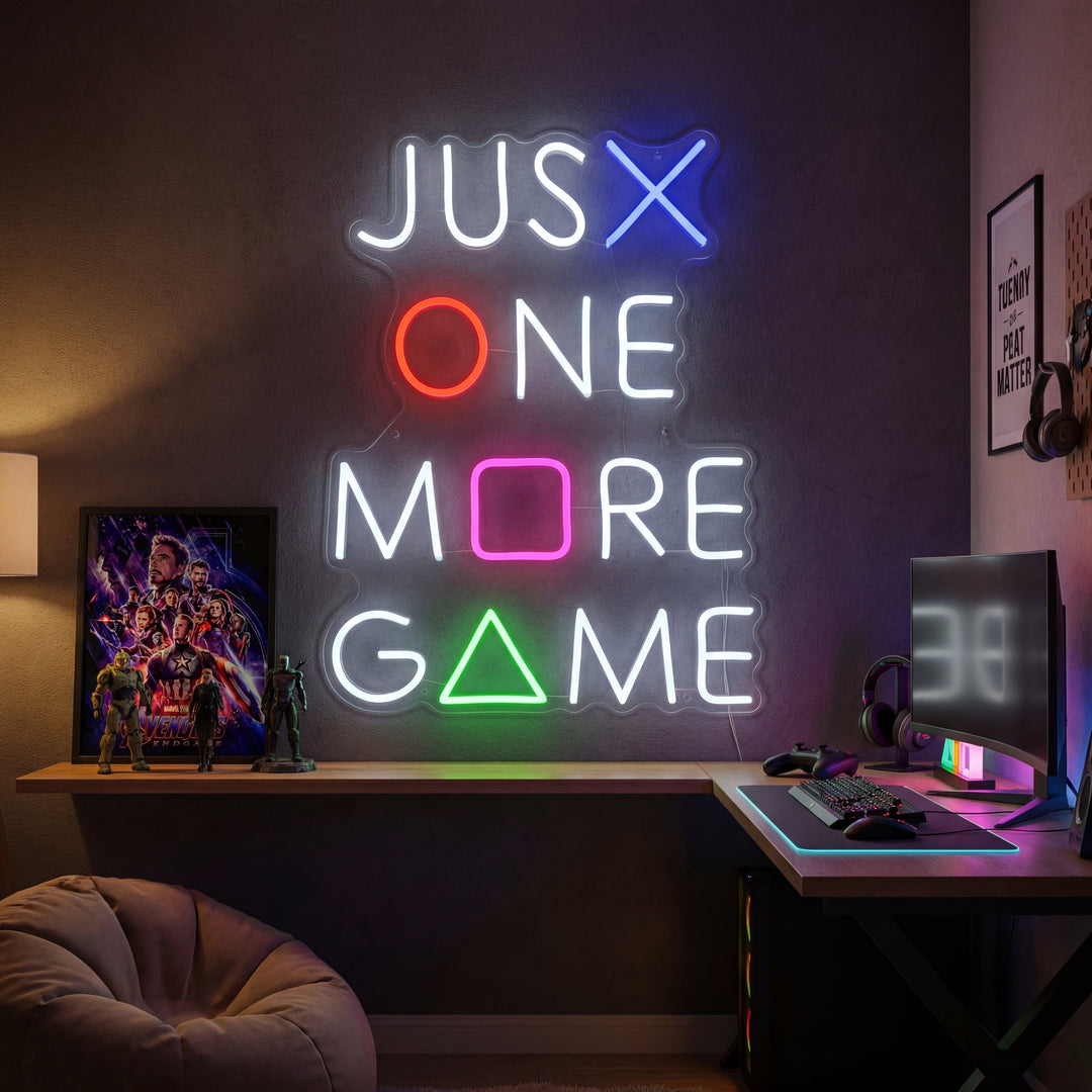 Just One More Game tekst LED neon