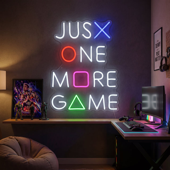 Just One More Game tekst LED neon