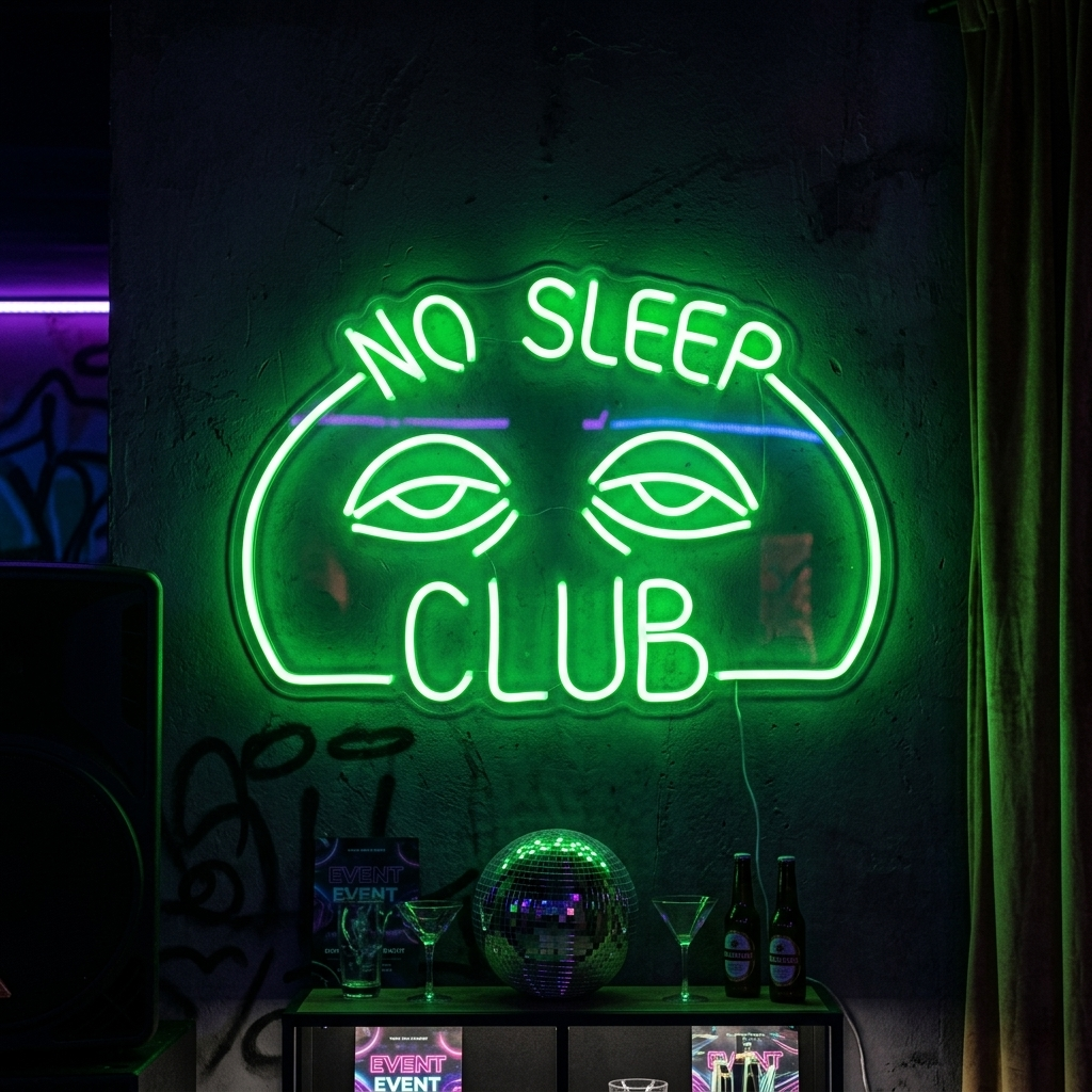 "No Sleep Club" Neon Verlichting