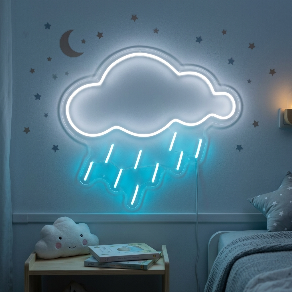 "Element Symbool Wolken Regen" Neon Verlichting