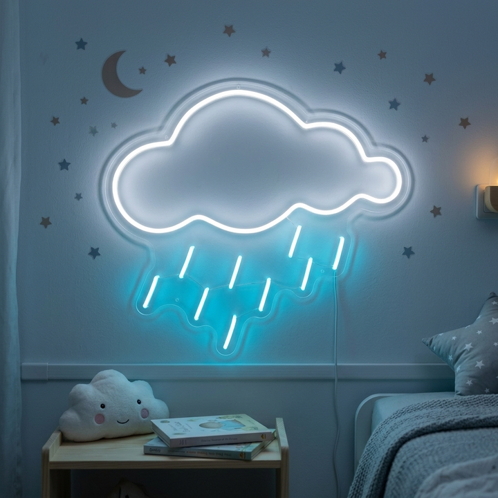 "Element Symbool Wolken Regen" Neon Verlichting