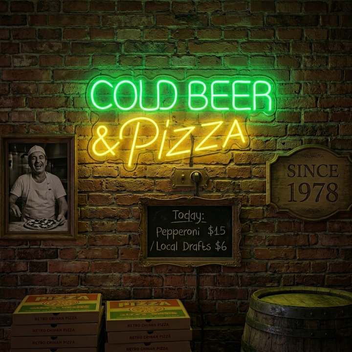"Cold Beer Pizza" Neon Verlichting