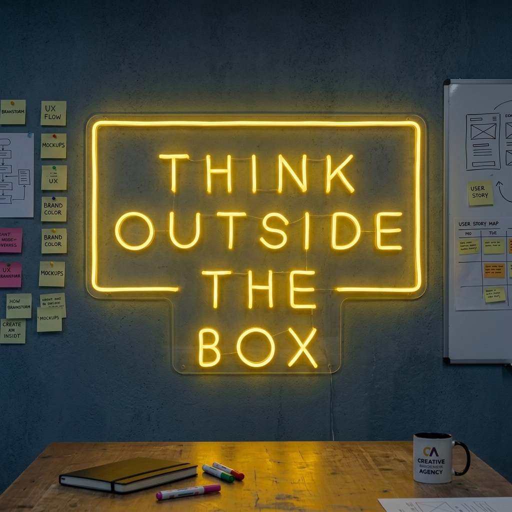 "Think Outside The Box" Neon Verlichting