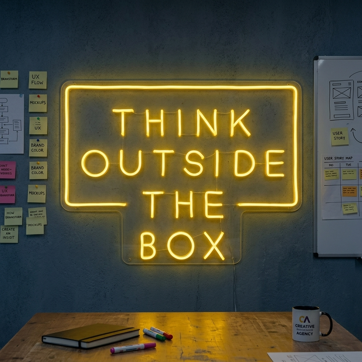 "Think Outside The Box" Neon Verlichting