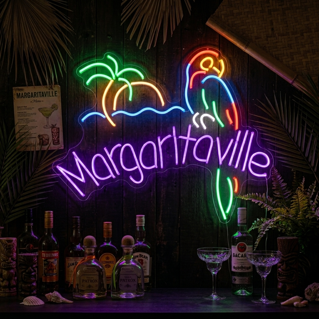 "Jimmy Buffett Margaritaville Paradijs Papegaai Bier" Neon Verlichting