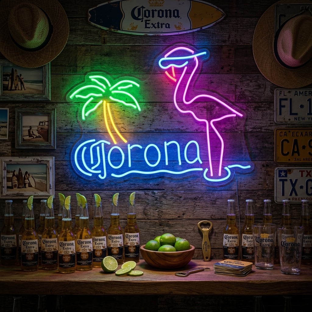 Corona Extra Pink Flamingo Neon Verlichting