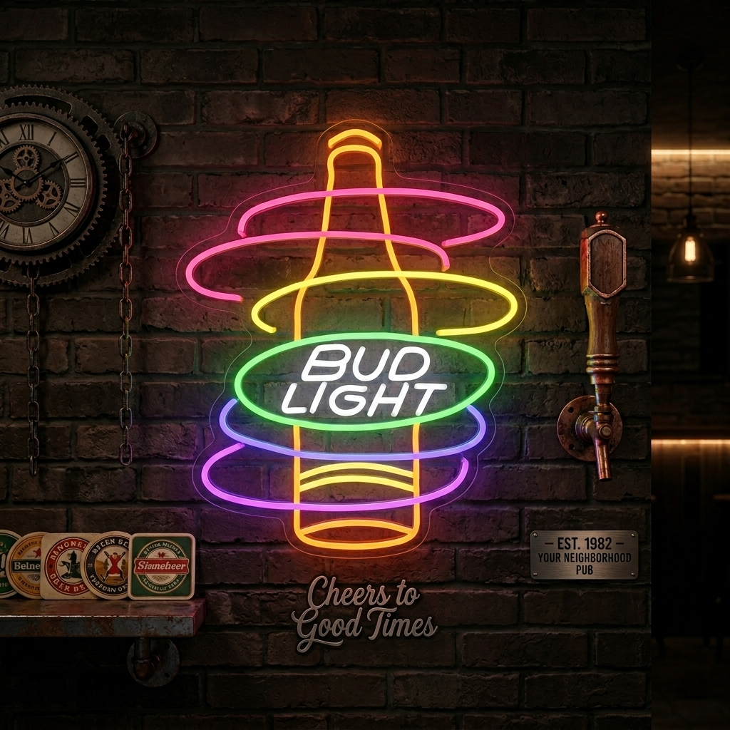 Bud Light Rainbow Bottle Neon Verlichting