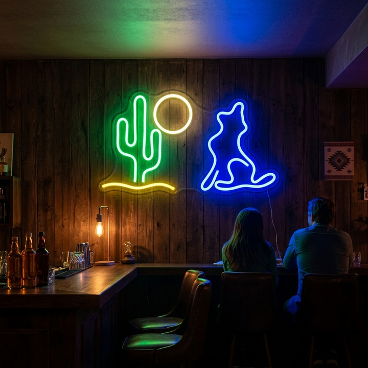 "Cactus, Maan, Wolf" Neon Verlichting