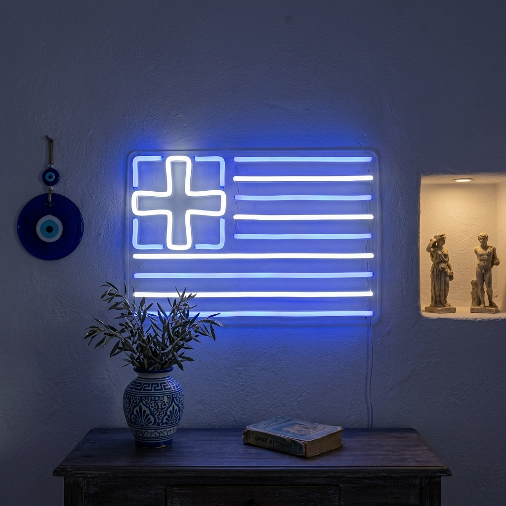 "Vlag Van Griekenland" Neon Verlichting