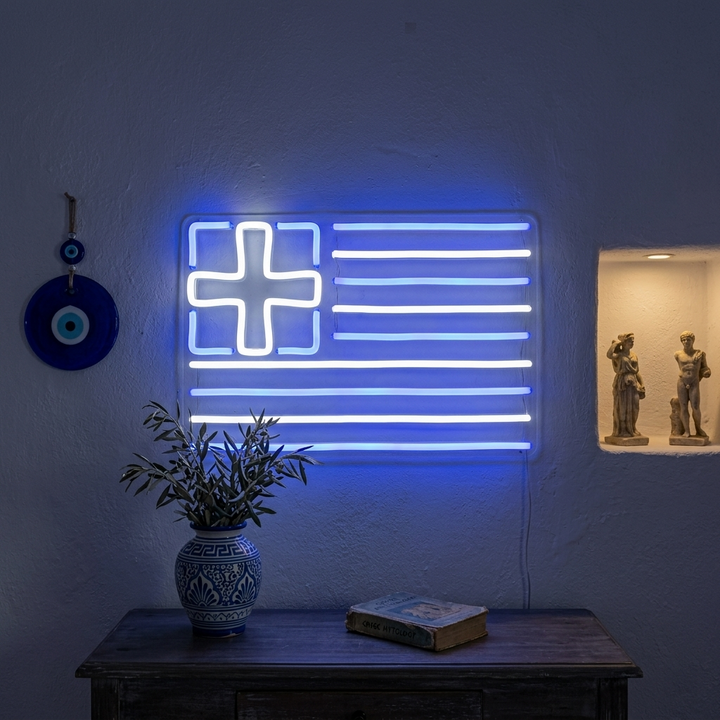 "Vlag Van Griekenland" Neon Verlichting