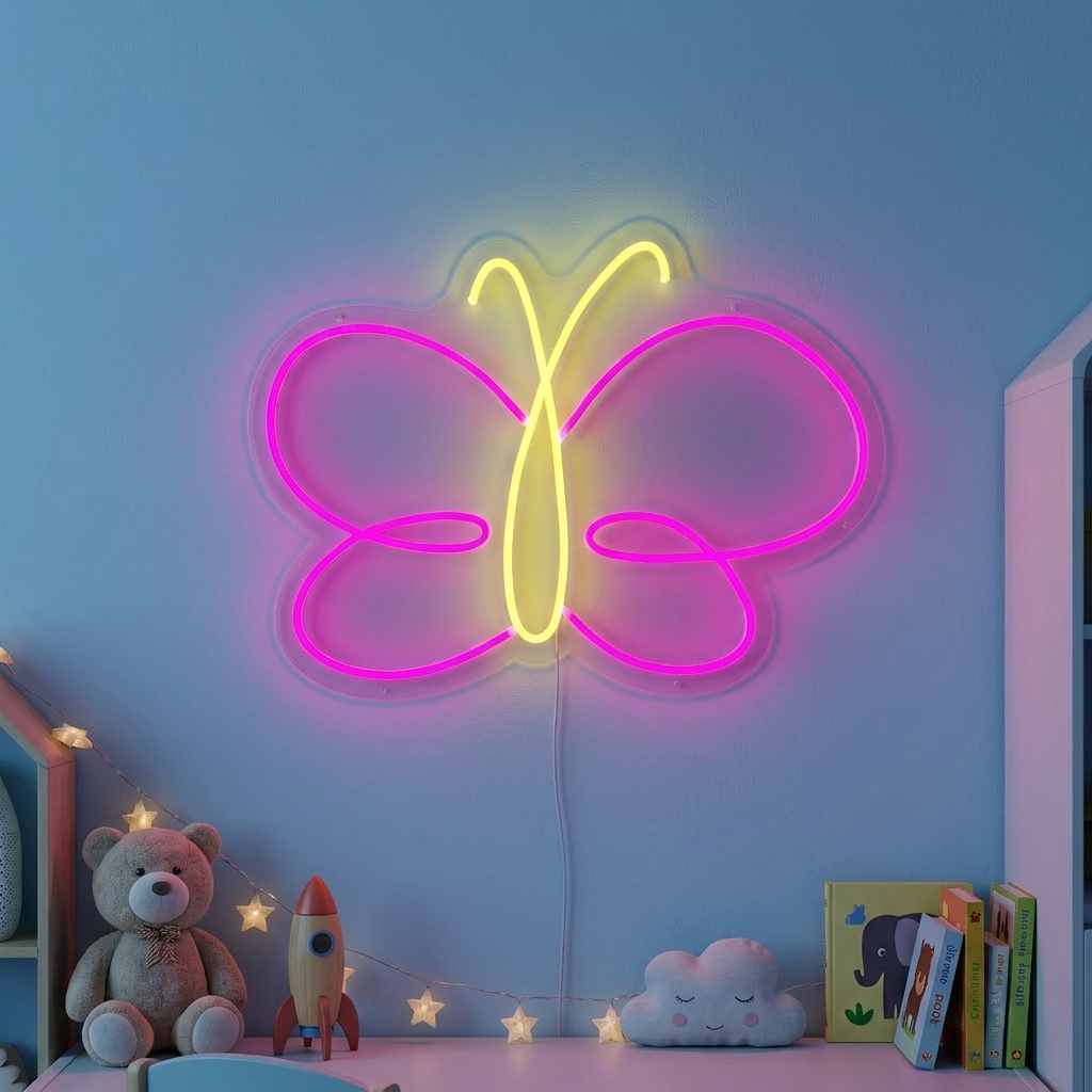 "Vlinder, Decor Kinderkamer" Neon Verlichting