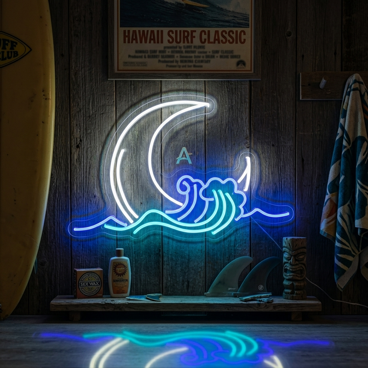 "Maanopkomst En Golf" Neon Verlichting