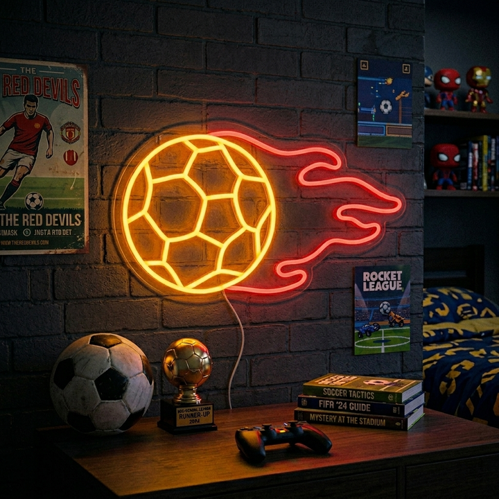 "Voetbal Met Vlam" Neon Verlichting