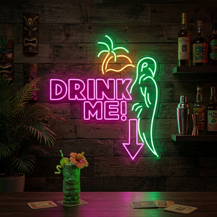 "papegaai, Drink Me" Neon Verlichting