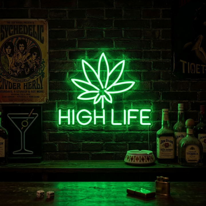 "Wiet High Life" Neon Verlichting