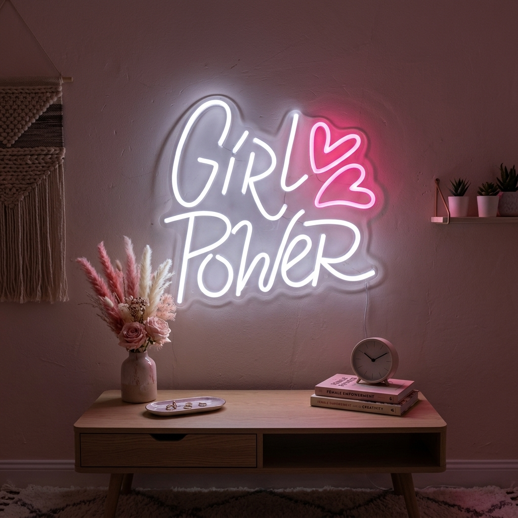 "Girl Power Hearts" Neon Verlichting