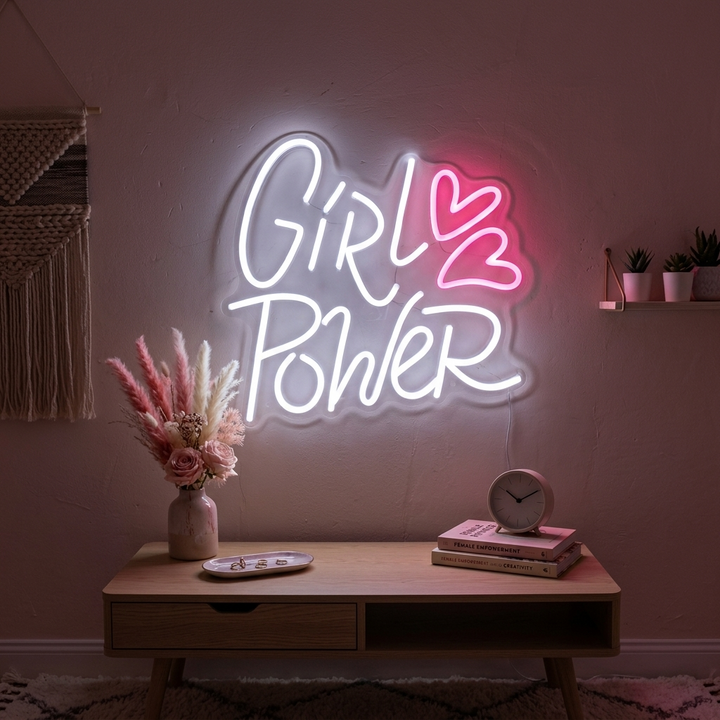 "Girl Power Hearts" Neon Verlichting