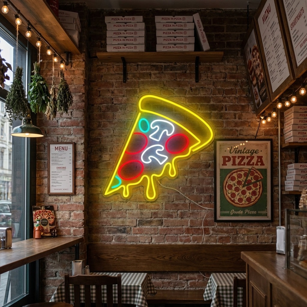 "Druppende Pizza" Neon Verlichting
