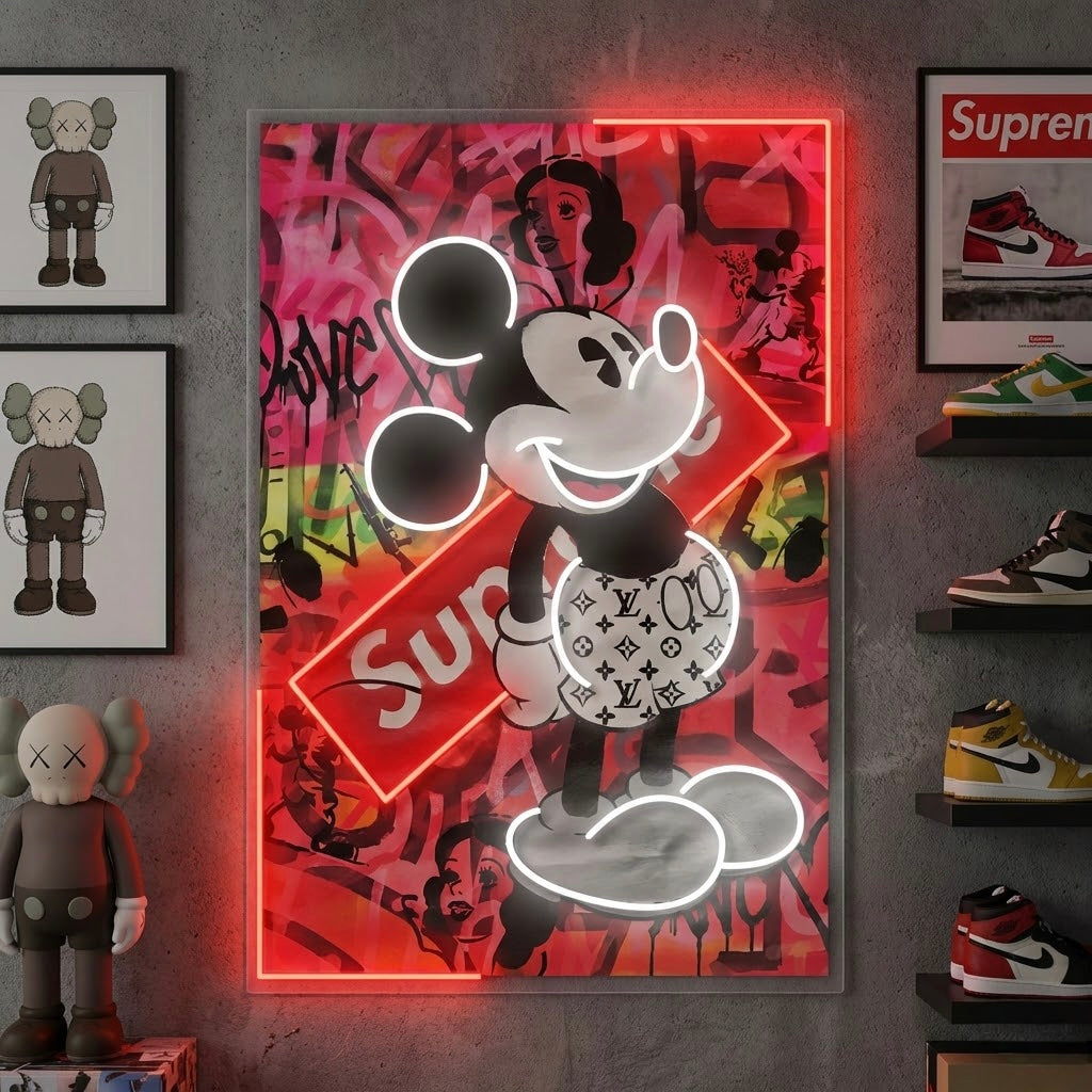 "Cartoon muis pop art" UV-geprint LED-neonbord