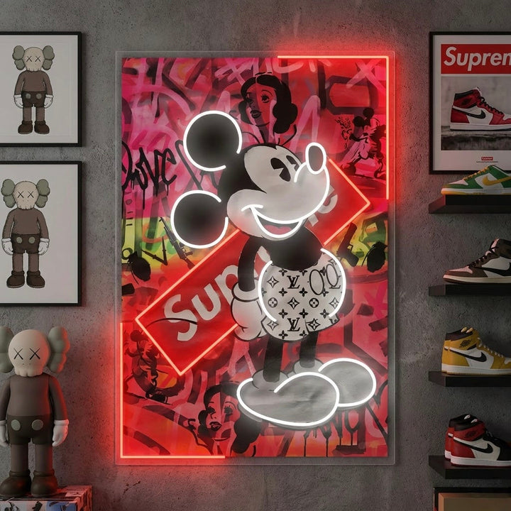 "Cartoon muis pop art" UV-geprint LED-neonbord