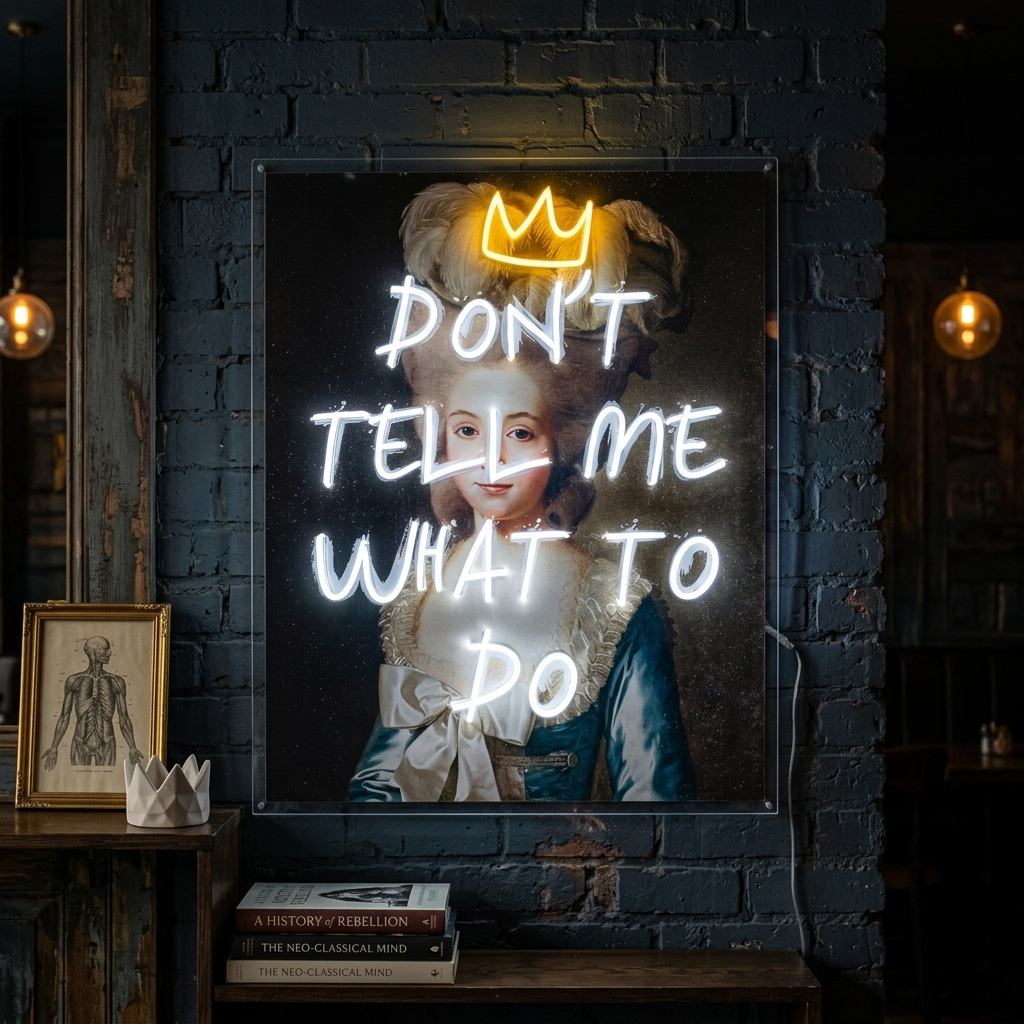 "Vertel me niet wat ik moet doen" UV-geprint LED-neonbord