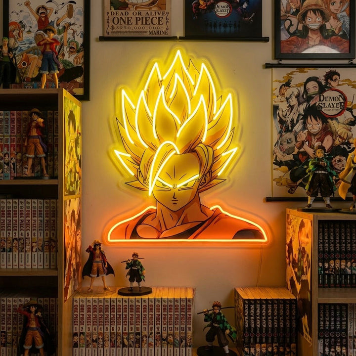 neon anime strijder met geel haar