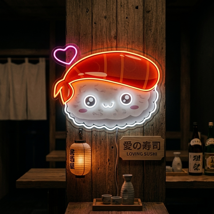 "Kawaii Sushi, Japans eten" UV-geprint LED-neonbord