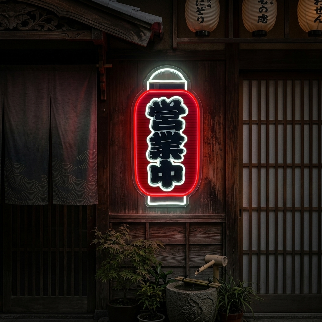 Winkel is open Neonbord, Japans Restaurantdecor