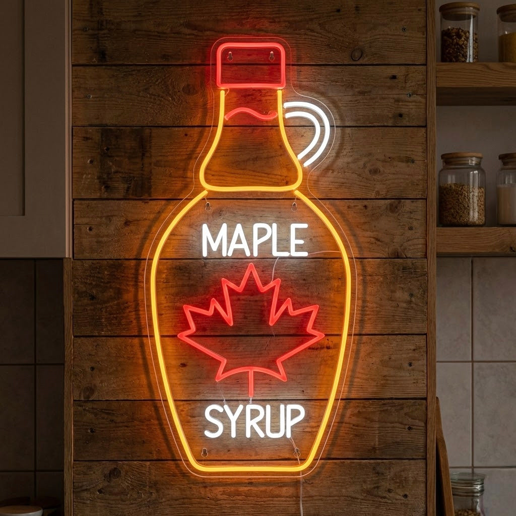 "Ahornsiroop fles" Neonbord