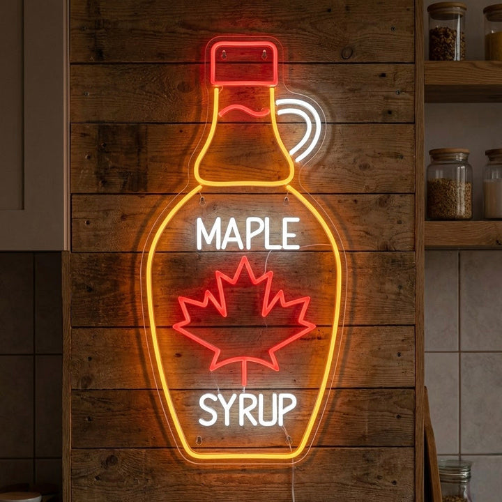 "Ahornsiroop fles" Neonbord