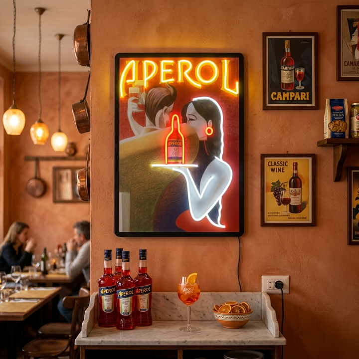"Retro aperol -poster" UV-geprint LED-neonbord