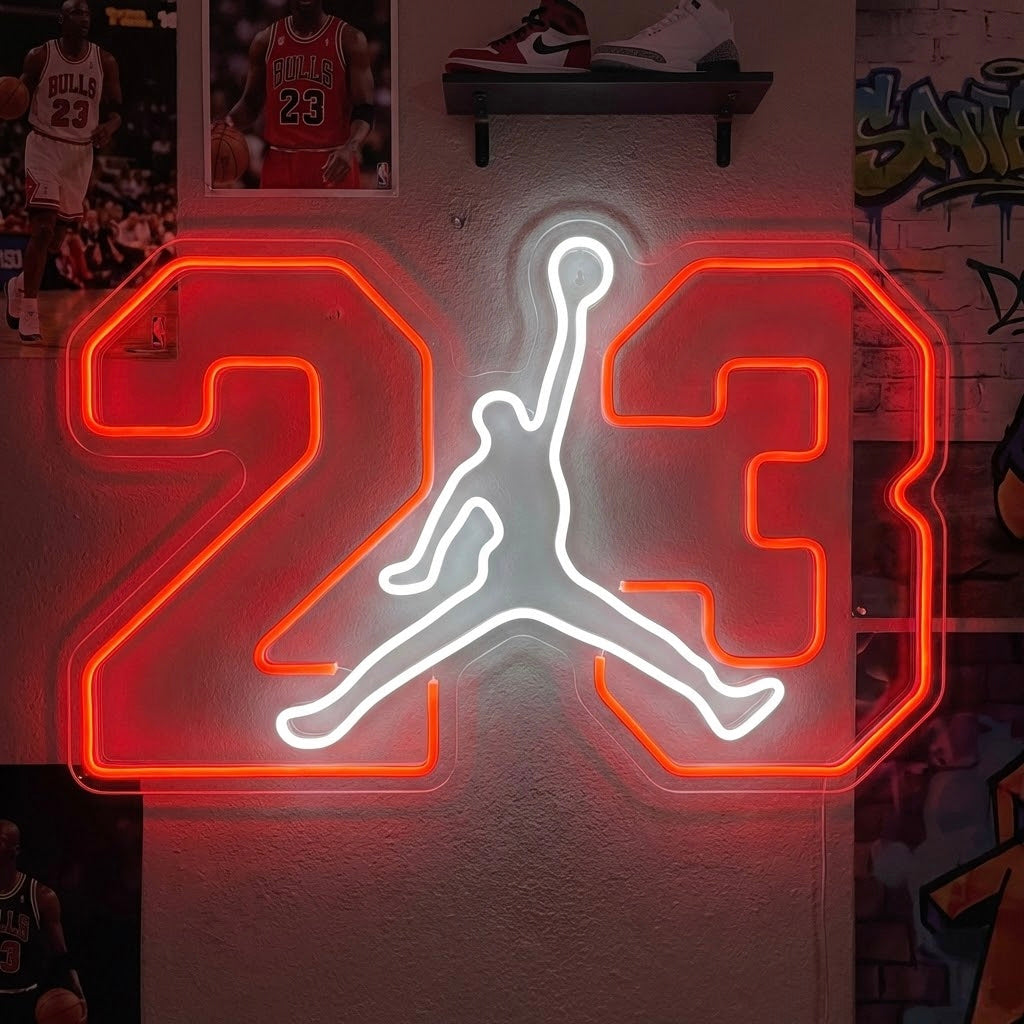 Neon LED Jumpman 23 bord, sportdecoratie.