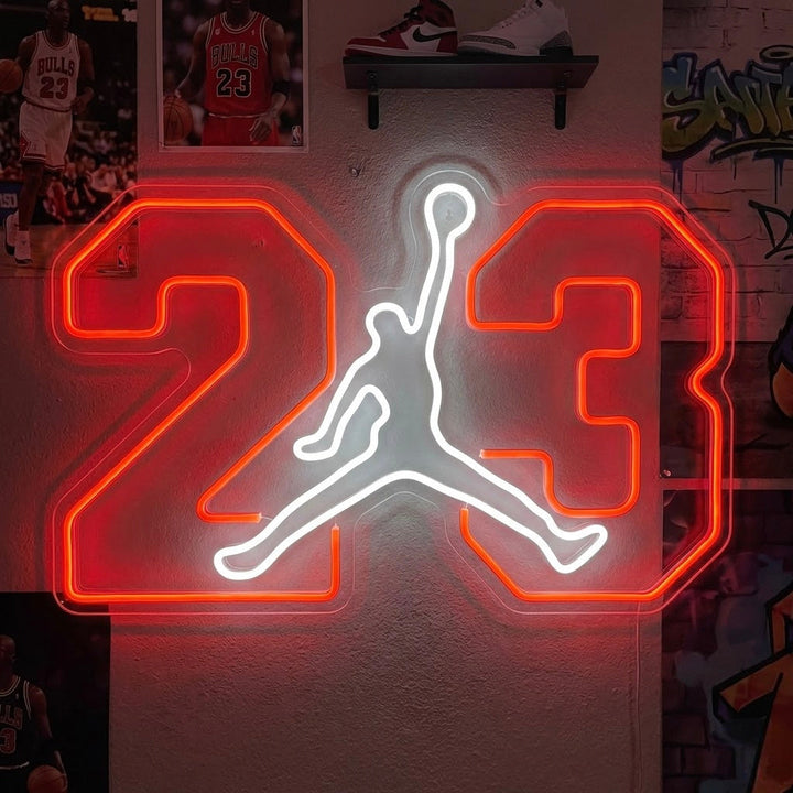 Neon LED Jumpman 23 bord, sportdecoratie.