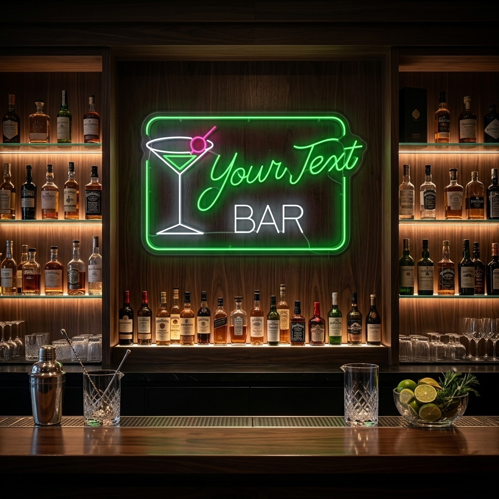 Gepersonaliseerde Naam bar neon met martiniglas