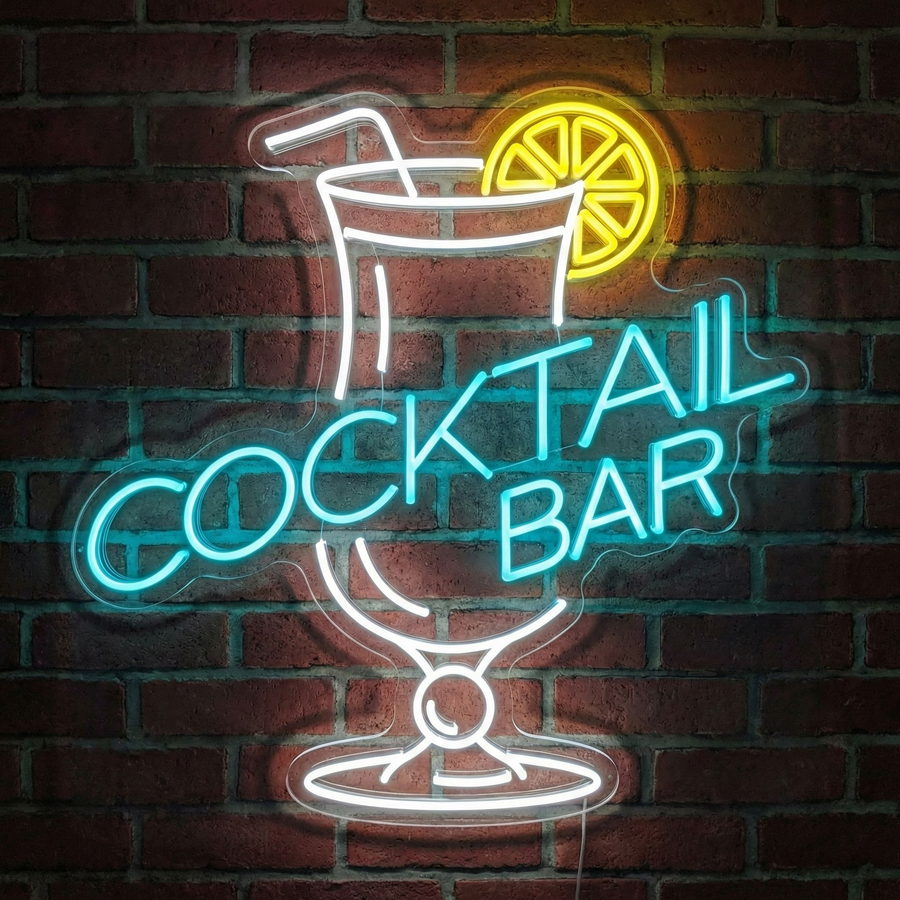 Neon LED “Cocktail Bar” glasbord, drinkhoekdecoratie.