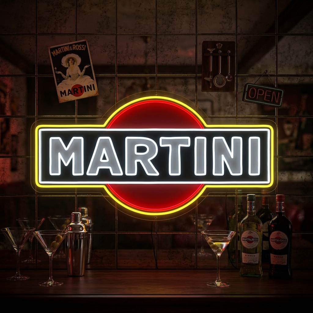 Neon LED Martini logo, stijlvolle barverlichting.