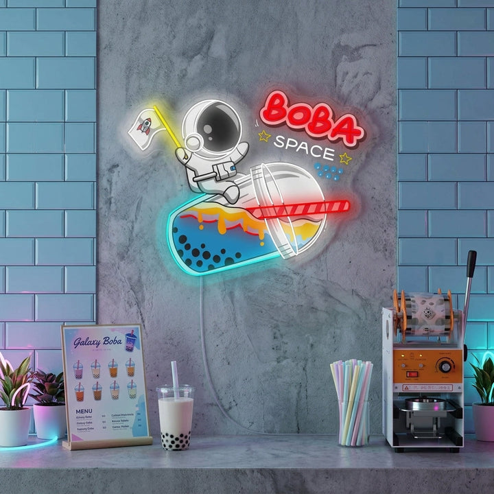 "Astronaut Boba Thee Nippend" Neonbord