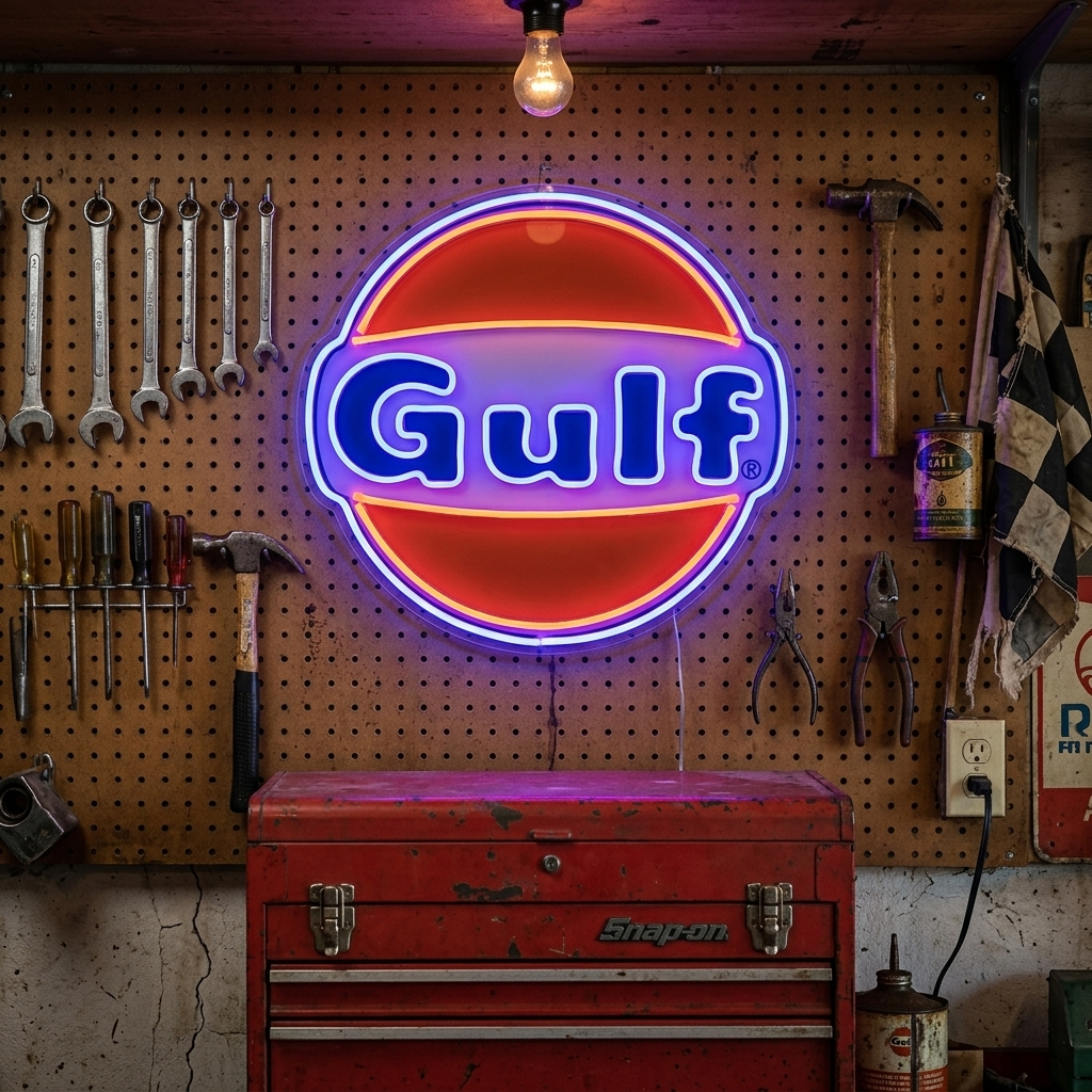 "Gulf Benzine" Neonbord