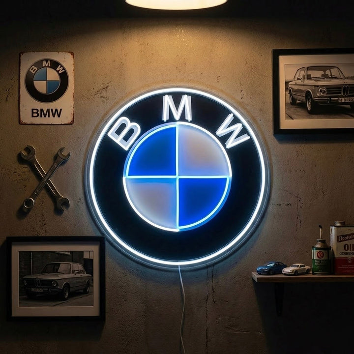 Neon LED BMW-logo, moderne autodecoratie.
