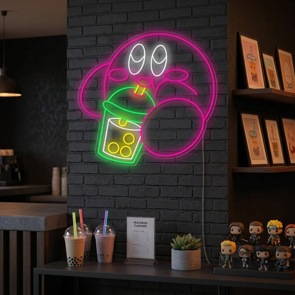 "Kirby Boba Thee Drinken" Neonbord