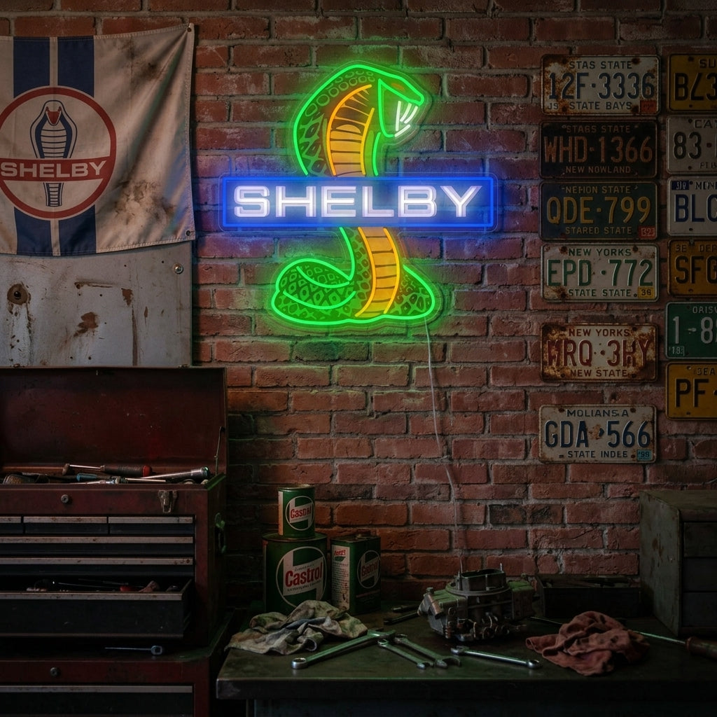Shelby Cobra slang logo LED neon sign