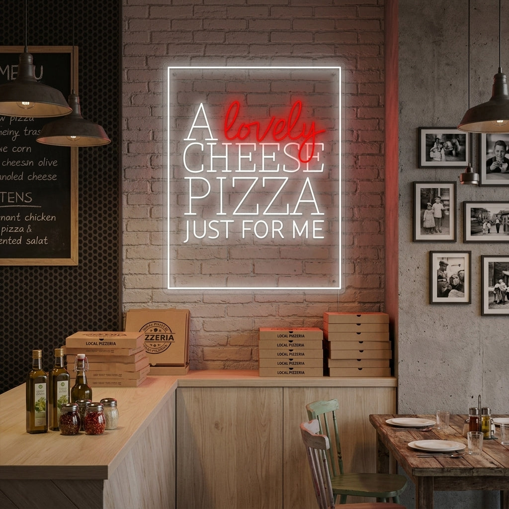 "A Lovely Cheese Pizza Just for Me" Neonbord