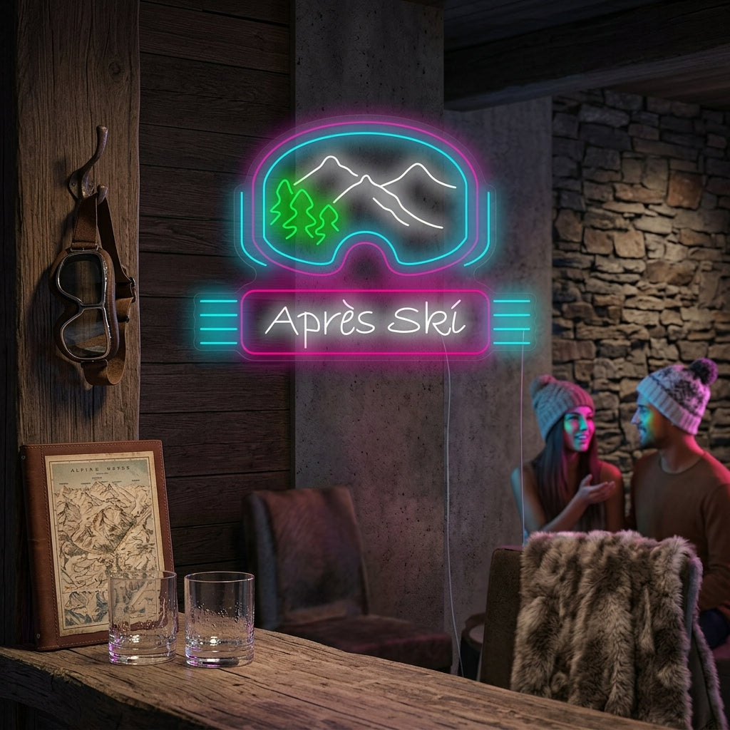 Après Ski skibril en bergen LED neonbord