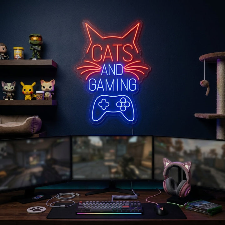 "Cats And Gaming" Neonbord
