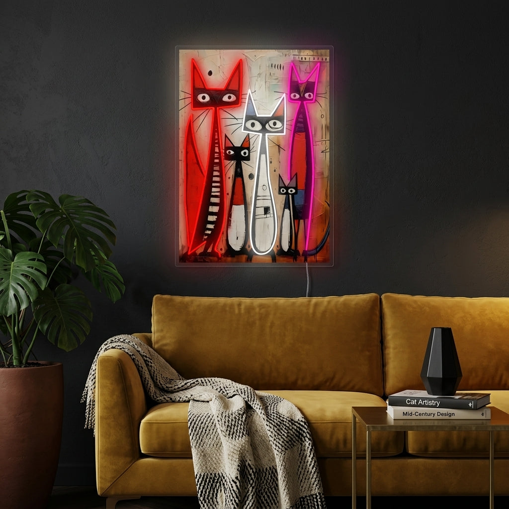 "Kattenfamilie" Neonbord
