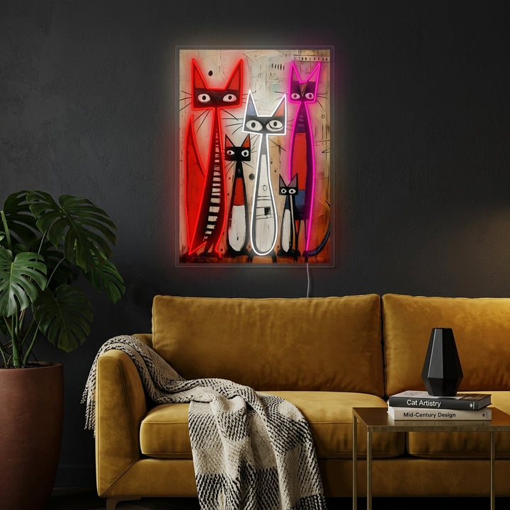 "Kattenfamilie" Neonbord
