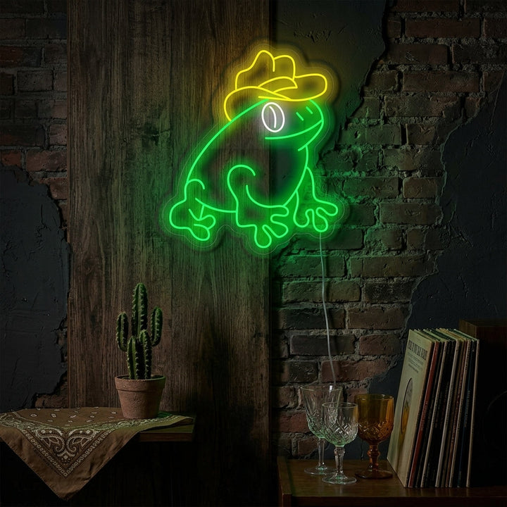 "Kikker Met Cowboyhoed" Neonbord