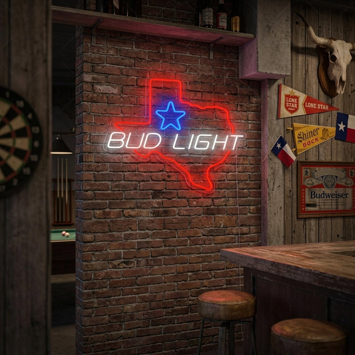 "Bud Light Texas Star" Neonbord
