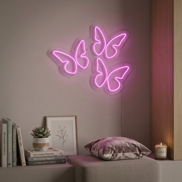 "3 Vlinders" Neon Verlichting